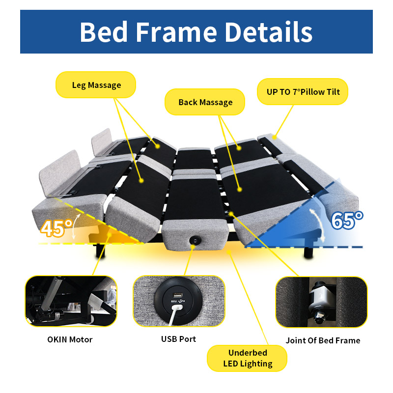 Relx RA1005 Split King Adjustable Bed Frame Details