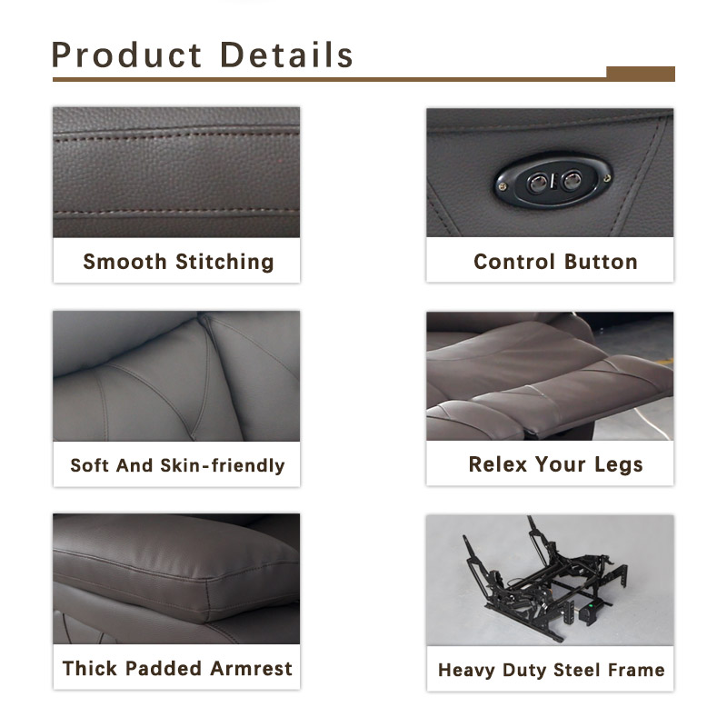 Relx RC2003 Black Leather Recliner Chair Details