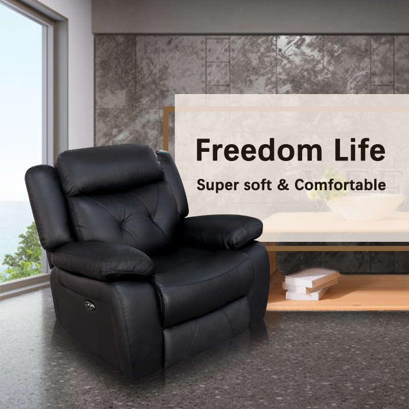 Relx RC2003 Black Leather Recliner Chair
