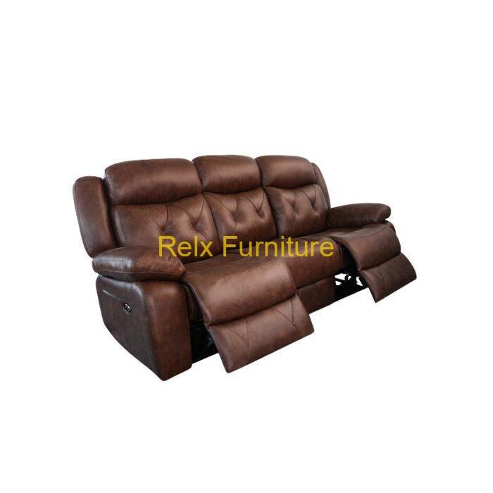 Relx RC2003 Brown Recliner Sofa Leather