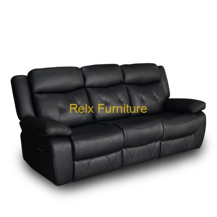 Relx RC2003 Power Recliner Sofa 3 Seat Black Color