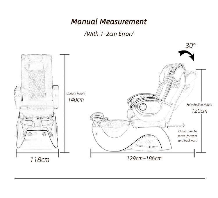 RX01 Luxury Spa Chair Size Measurement